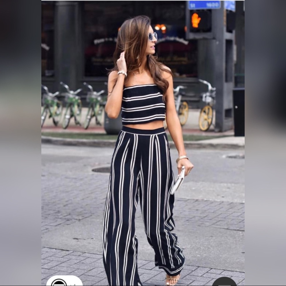 LULUS TWO PIECE SUMMER STRIPED PANTS SUIT